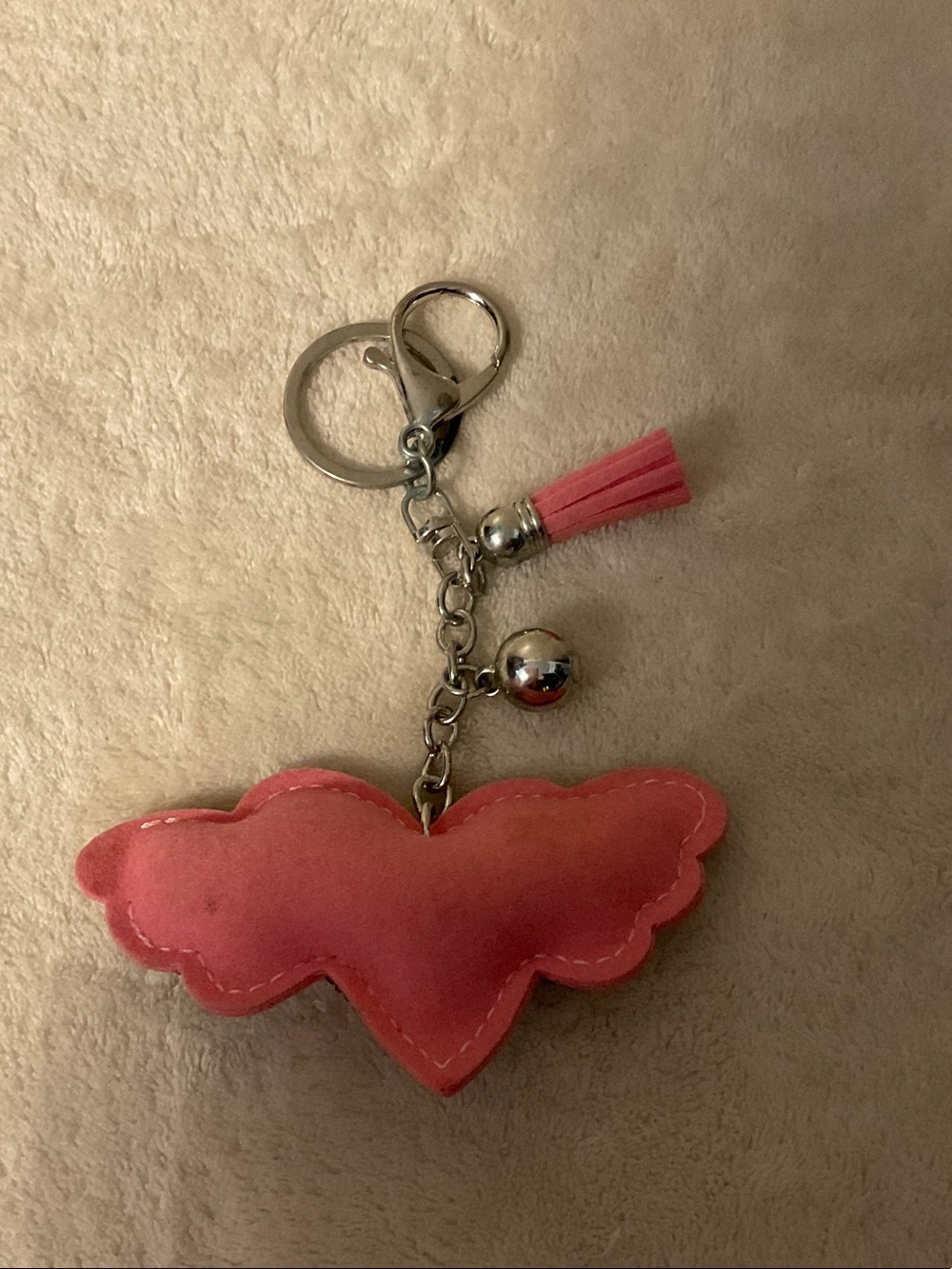 Pink Crystal Winged Heart Key & Card Holder Charm - Picture 2 of 2